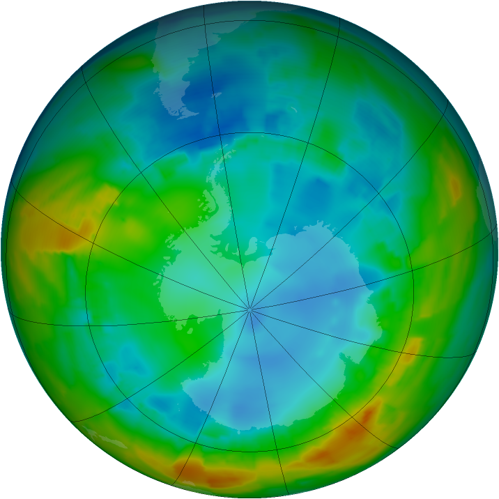 Antarctic ozone map for 05 August 2012